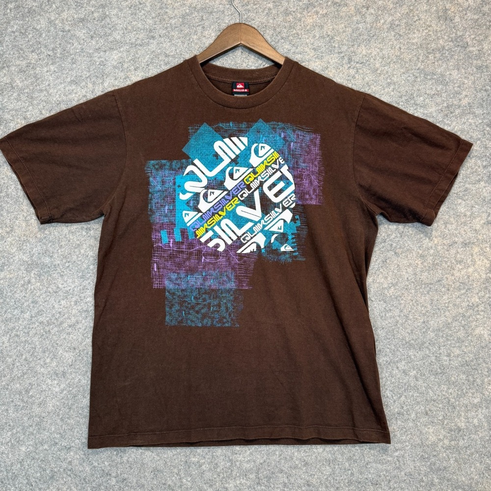 Vintage Quiksilver T Shirt Mens XL Graphic Double Sided Surf Graphic Tee Y2K